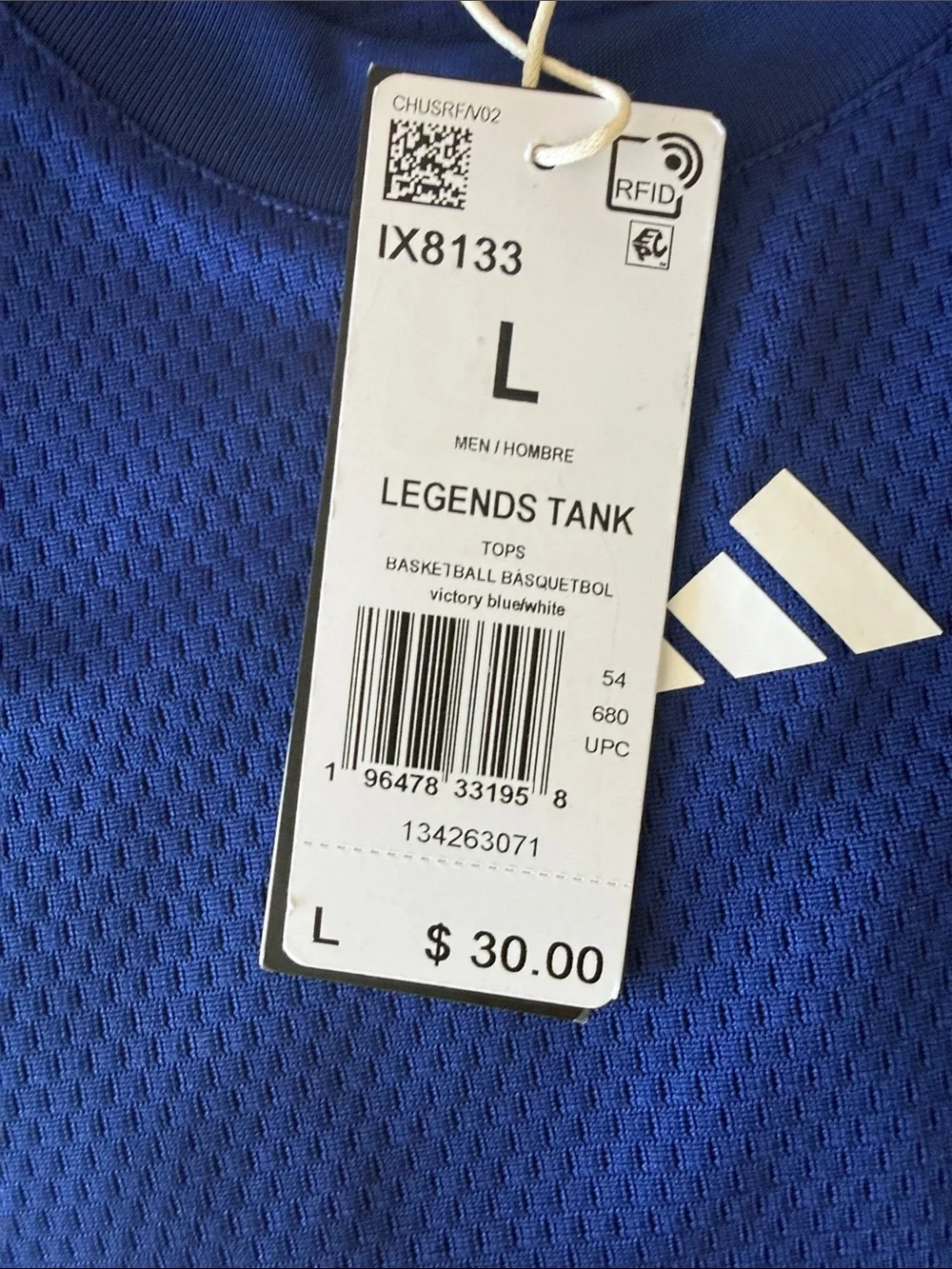 adidas Royal Blue Athletic Sleeveless Tank Top